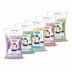 Набор соевых наполнителей для кошачьего туалета Top Cat Tofu - с ароматом морской свежести, мяты, персика, класический и лаванды (6 л/2,6 кг × 5 шт.)